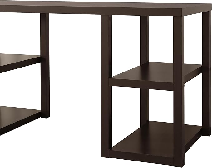 Penau Cappuccino Oak Desk with 4 Storage Shelves Melamine Paper Veneer Space Saving Design Mahogany Finish Perfect for Home Office
