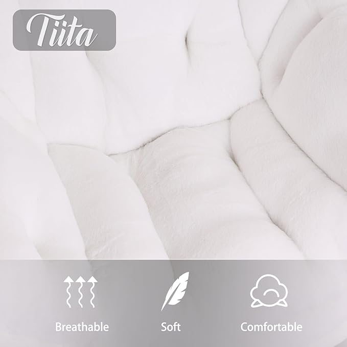 Tiita Lazy Chair with Ottoman White Modern Large Accent Chair Comfy Leisure Sofa Armchair with Ottoman Reading Chair with Footrest for Bedroom Living Room Dorm Rooms Plush White