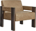 Signature Design by Ashley Adlanlock Contemporary Faux Leather Upholstered Solid Wood Accent Chair Light Brown &amp Dark Brown