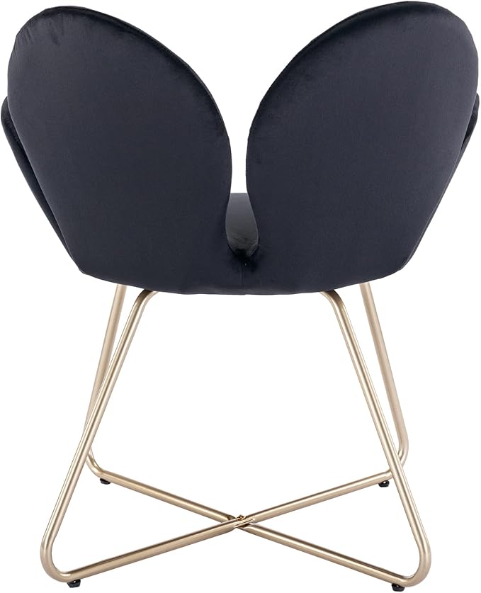 Modern Velvet Accent Chair Comfy Cute Upholstered Vanity Desk Chair wMetal Legs Soft CushionArmchair for Living Room 2PCSet