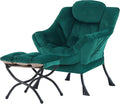 Tiita Lazy Chair with Ottoman Green Modern Large Accent Chair Comfy Leisure Sofa Armchair with Ottoman Reading Chair with Footrest for Bedroom Living Room Dorm Rooms Velvet Green