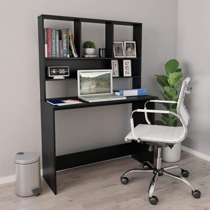 Small Computer DeskSchool Writing DeskHome Office DeskStudy DeskWork Home Office Desk for Small SpaceDesk with Shelves Black 43.3x17.7x61.8 Chipboard