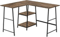 Computer Desk Home Office Corner Storage Shelves 48 l L Shape Work Laptop Brown Laminate Black Metal Contemporary Modern