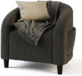 Velvet Accent Chair Comfy Upholstered Barrel Club Chair with Armrest &amp Soft Padded Seat Modern Sofa Chair for Living Room Bedroom Study Waiting Room Deep Gray
