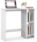 COSTWAY 31.5” Space Saving White Writing Desk Modern Home Office Computer Workstation with Adjustable Shelf Compact PC Table with Storage for Small Spaces/Bedroom/Dorm Rooms