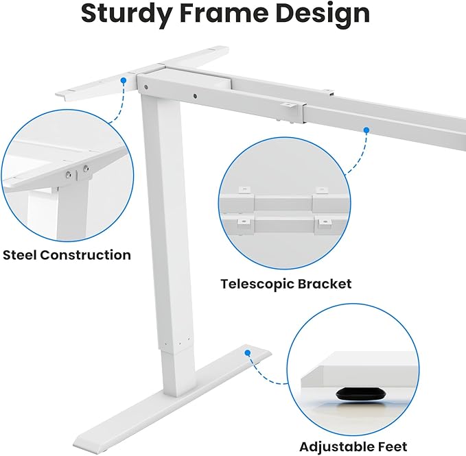Dual Motor Electric Standing Desk Frame- Heavy Duty Height Adjustable Desk Legs Sit to Stand Up Desk Base 4 Memory Settings Controller for Adjustable Desktop Sizes Over 300 lbs Load Capacity
