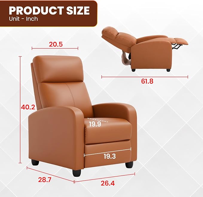 Recliner Chair for Living Room Home Theater Seating Single Reclining Sofa Lounge with Padded Seat Backrest