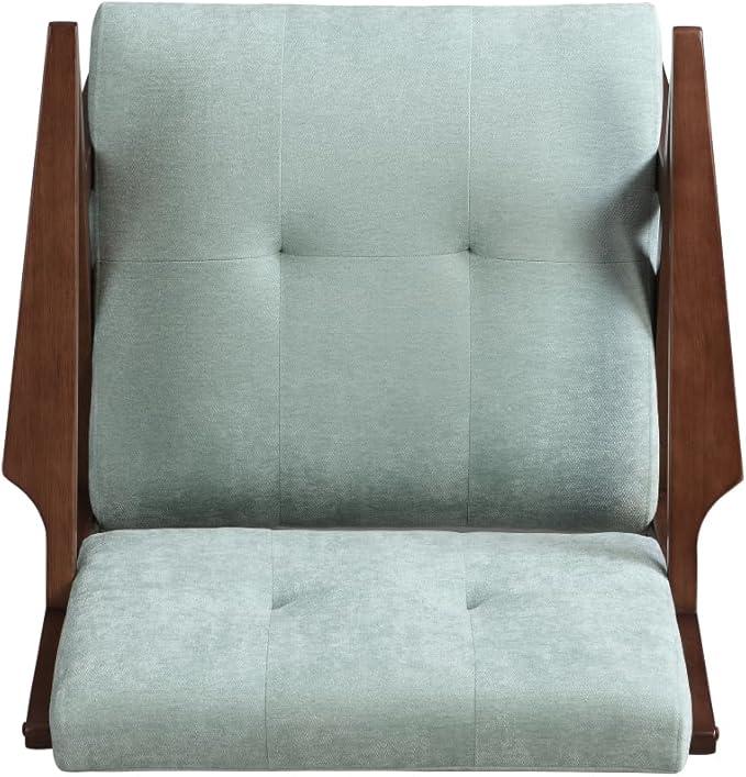 Mid-Century Modern Accent Chair with Plush Cushions Angled Arm Design and Sturdy Solid Wood Frame – Perfect for Cozy Living Room Bedroom or Office Seating