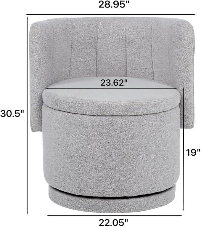 Stylish and Minimalist Teddy Fleece Single Sofa Chair with Arms and Pillow Armchair Accent Chair for Living Room Bedroom StudyGrey (Gray + Boucle)