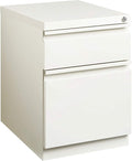 20 Inch Deep Metal Mobile Pedestal File 2 Drawer Box-File with Full Width Pull for Home and Office Holds Letter Width Hanging Folders White