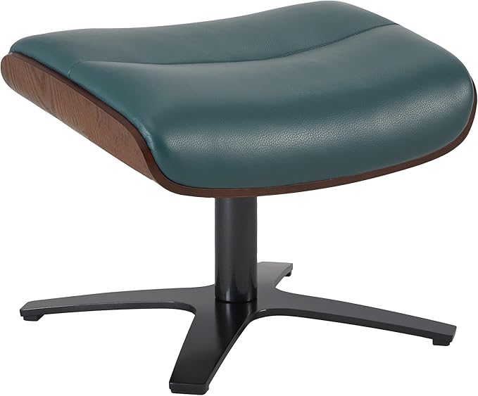 CHITA Genuine Leather Reclining Swivel Chair with Adjustable Headrest and Ottoman for Living Room Teal
