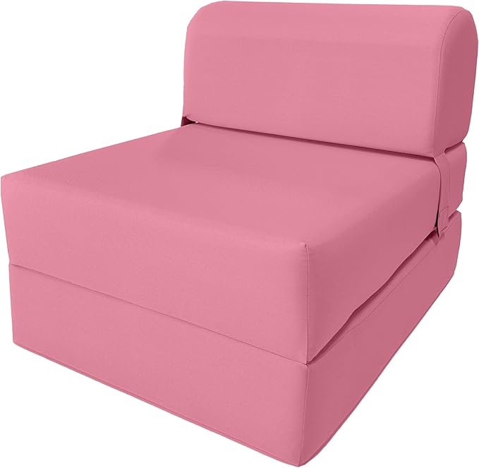D&ampD Futon Furniture Sleeper Chair Folding Bed Studio Sofa Guest Folded Mattress High Density Foam (70 x 24 x 6 Pink)