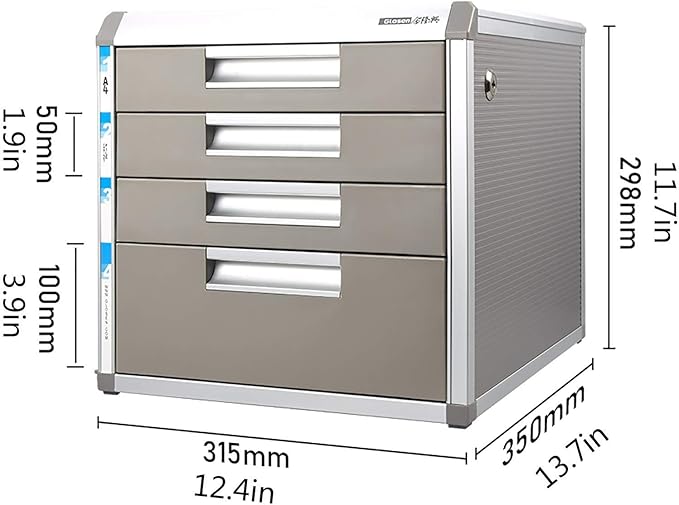 MAARKA File Cabinet Office Desktop Storage Box Shelf - 4/5 Drawers Aluminum Alloy Storage Drawers Desk Storage Unit Organizer Lockable File Cabinet A4 Box for Office (Size : 4 Layer)