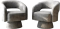 Phoenix Home Modern Swivel Accent Chair Set of 2 Velvet Barrel Chair 360 Degree Swivel Armchair for Living Room Bedroom Office Gray