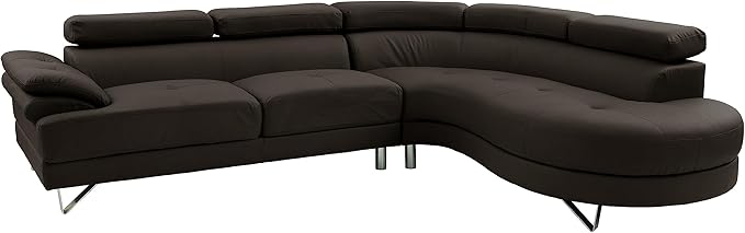 Poundex F6984 Bobkona Isidro Faux Leather sectional