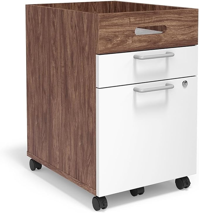 Union &amp Scale 2 Drawer Mobile File Cabinet Rolling Printer Stand Vertical Filing Cabinet Office Drawers Filing Cart for Home Office A4/Letter Size Black and Rustic Brown BFK20WJ01