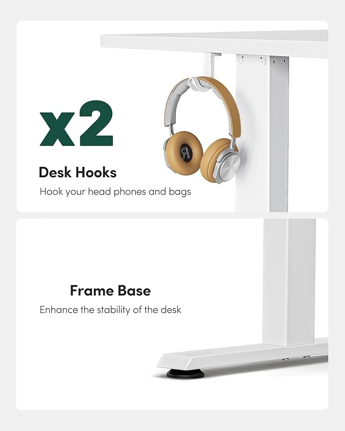FEZIBO Electric Standing Desk Height Adjustable 55 x 24 Inches Sit Stand up Desk Home Office Computer Desk Rising Memory Presets (White)