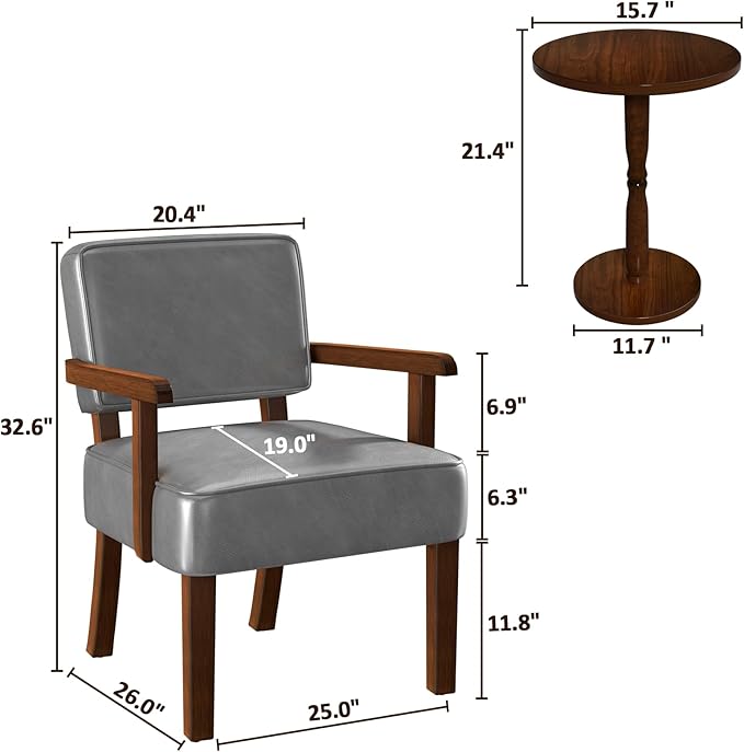 Accent Chair PU Leather Oversized Living Room Chairs with Soft Seat and Armrests Armchair for Bedroom Dinning Reading and Waiting Rooms (Leather Gray)