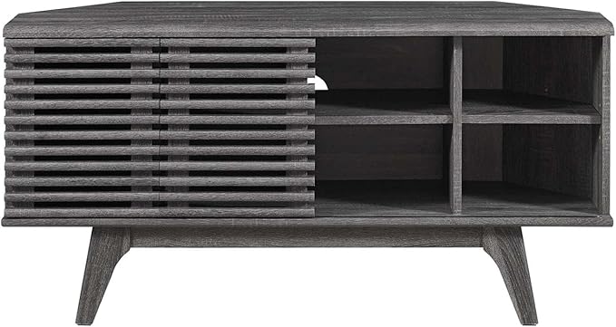 Modway Render Mid-Century Modern Low Profile 46 Corner Media TV Stand in Charcoal