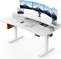 HUANUO 60″ x 30″ Electric Standing Desk with 2 Drawers C-Clamp Mount Compatible Height Adjustable Computer Desk Home Office Stand Up Desk with 4 Preset Heights &amp 2 Hooks White