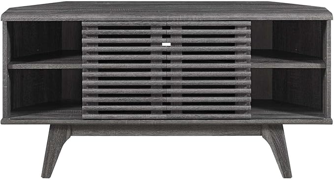 Modway Render Mid-Century Modern Low Profile 46 Corner Media TV Stand in Charcoal