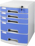 Storage Drawers Desk Storage Unit Organizer Lockable File Cabinet A4 Box for Office 5 Tier Gray Blue White File Cabinet.Blue