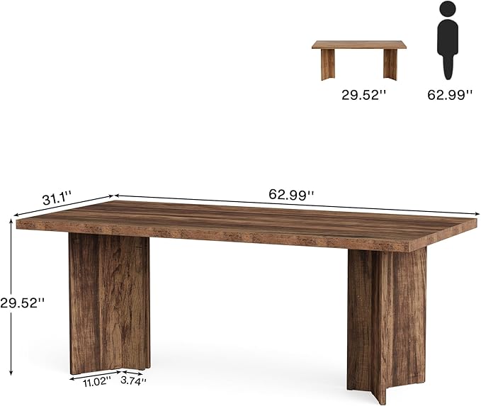 Tribesigns 63-inch Executive Desk Vintage Office Computer Desk with Large Tabletop Farmhouse Wood Writing Conference Table Workstation for Home Office Study Dark Brown