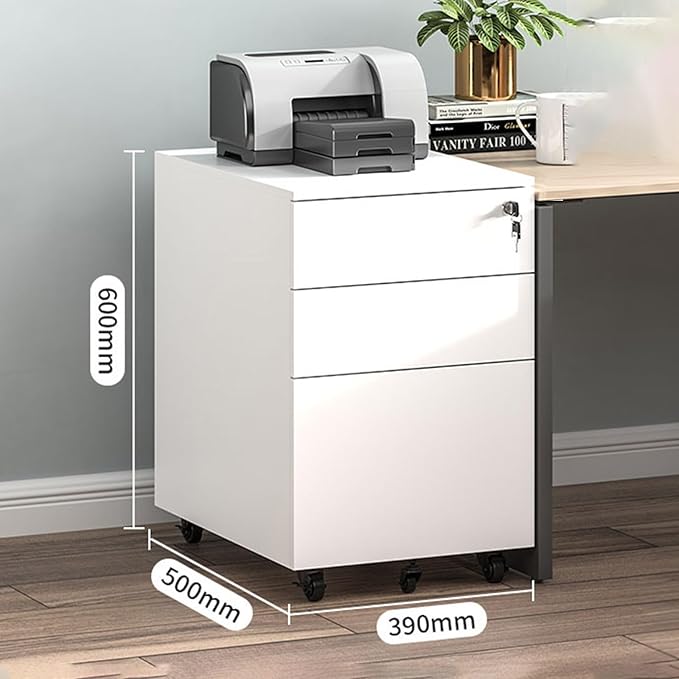 Storage Box Storage CabinetDrawer Locking File Cabinet for Home Office Under Desk Mobile Filing Cabinet for A4/ Modern File Cabinet with Keys Organize Your Workspace