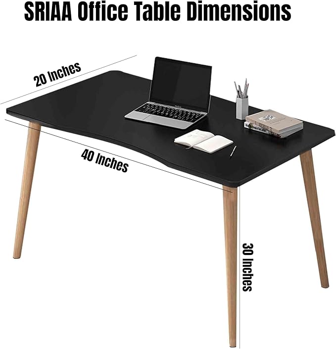 Modern Black Wooden Computer Table 40 L x 20 W x 30 H inches – Durable and Stylish Desk for Home Office Bedroom or Study