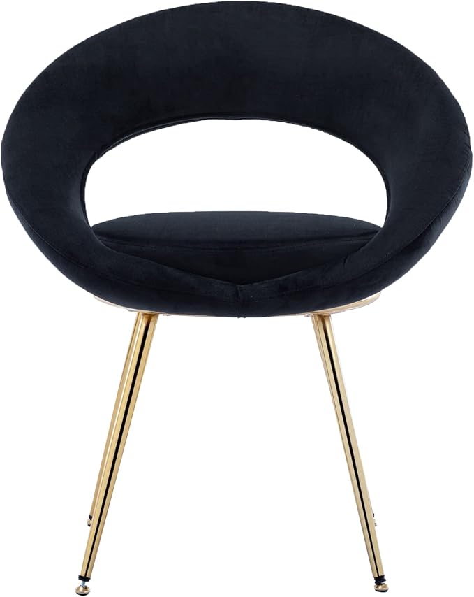 Generic Black Velvet Modern AccentConversation Lounge Chair with Gold Plated Legs Unique AppearanceSuitable for Office Lounge Living RoomSet of 2