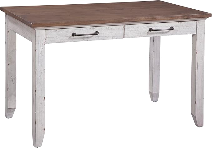 Steve Silver Furniture Bear Creek Multi Function Table 48-Inch Table 2-Storage Drawers Home Office Desk Two-Tone Distressed Farmhouse Style 48 L x 28 D x 26 H White-Smoke