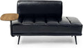 55 Modern Faux Leather Loveseat with 360° Swivel Side Table Mid-Century Tufted 2-Seater Sofa Bench for Living Room Entryway with Metal Legs and Backrest