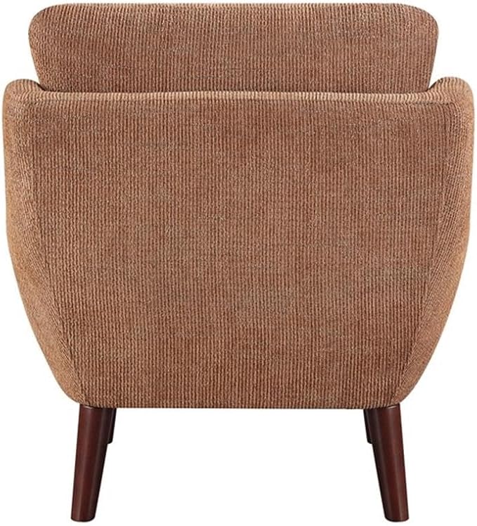 Pemberly Row Contemporary Chenille Accent Chair Orange Finish Soft Upholstery Reversible Cushions Espresso Wood Legs High-Density Foam Padding Durable Seating for Living Room or Bedroom