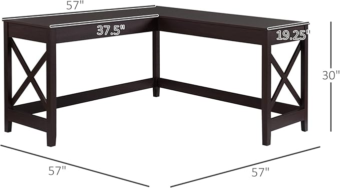 57 L Shaped Corner Desk Computer Home Office Desk and Writing Table Brown