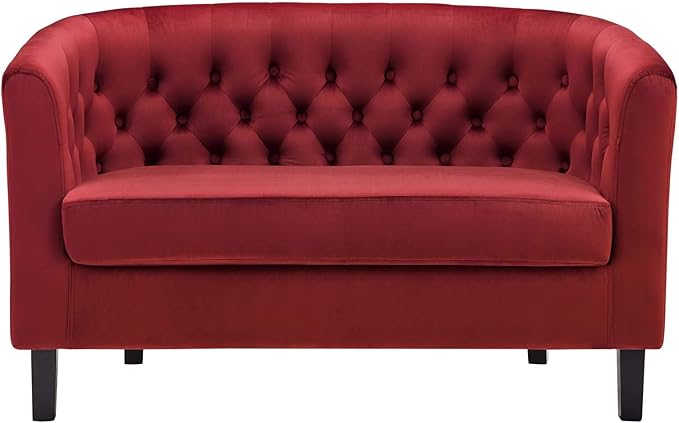 Modway Prospect Performance Velvet Loveseat Maroon 28.5 x 49 x 29.5