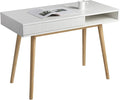 Artswish 42 Wood Modern Office Desk with Drawer Simple Writing Desk for Home White