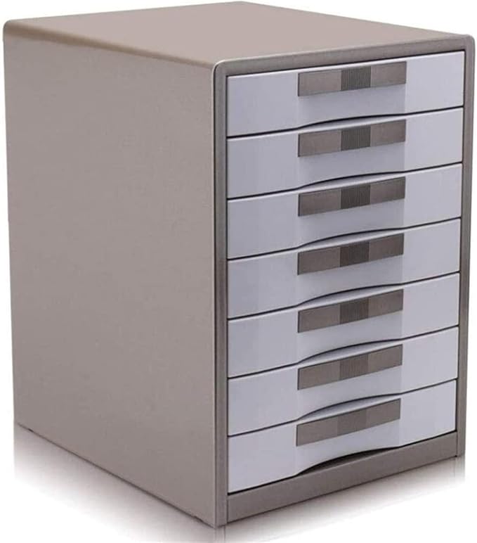 Home Seven Layer Metal Desktop File Cabinet with Lock Data Cabinet Drawer Storage Cabinet (Gold 30x35x41cm)