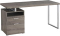 Monarch Specialties Computer Writing Desk for Home &amp Office Laptop Table with Drawers Open Shelf and File Cabinet-Left or Right Set Up 60 L Dark Taupe