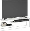 Furinno Moretti TV Stand 3-Tier Metal Frame Modern Entertainment Center Open Shelf TV Console for TV up to 70 Inch for Living Room Bedroom Solid White