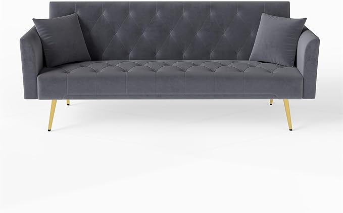 KEIKI 72 2Seat Velvet Sofa Couch for City Apartment Small Space Style Conscious Homeowners Warm Inviting Comfy Supportive Rest Space Elegant Premium Premium Design Gray