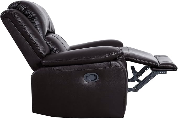 Naomi Home Katie Oversized Espresso Faux Leather Chaise Lounge Luxurious Comfort for Home Theater &amp Lazy-Boy Enthusiasts Plush Cushioning Ergonomic Recline Easy Assembly