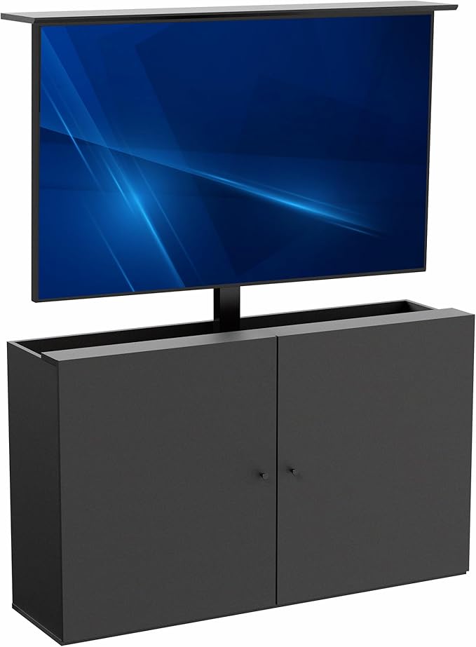 VIVO Black TV Cabinet with Motorized Vertical Lift Television Stand Holds 32 to 55 inch TVs up to 44 lbs CASE-KIT-EUP1B