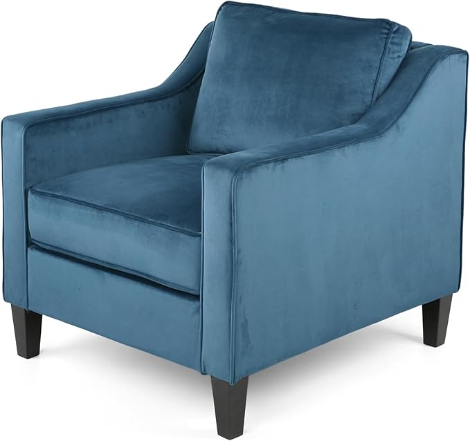 Christopher Knight Home Rachel Contemporary Velvet Club Chair Blue Dark Brown