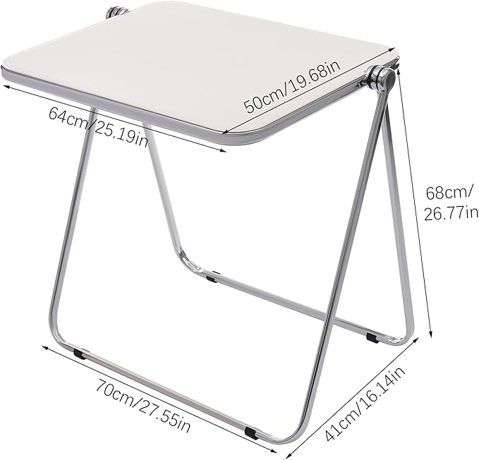 Folding TV Tray Table Acrylic Foldable Desk No Assembly Required Mini Folding Desk for Home Office Living Room Bed Room Outdoor (Silver + White)