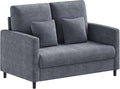 GarveeHome 52-Inch Loveseat Sofa Plush Teddy Fabric Small Couch for Small Spaces Wood Frame Love Seat for Living Room/Bedroom No Assembly Required No Pillow IncludedBlue Grey