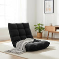 S AFSTAR Cushioned Floor Chair 14-Position Adjustable Padded Lazy Recliner with Comfortable Back Support and Skin-Friendly Cover Great for Reading Playing Game Meditating (Mysterious Black)