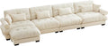 Velvet Modular Sectional Sofa4-Seater Cloud Couch with OttomanPillows and High Density Memory Foam for Living Room Home TheaterApartment（Beige）