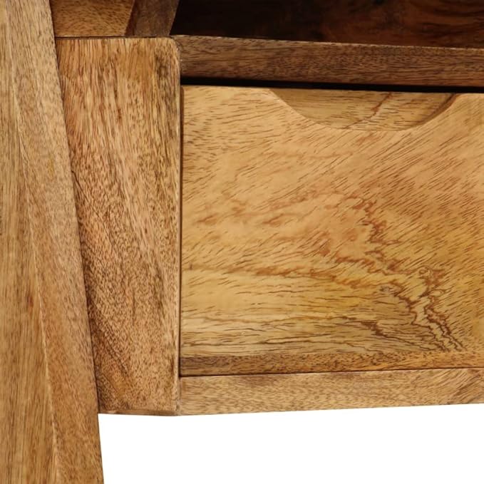 Rustic Farmhouse Computer Writing Desk Home Office Workstation 43.3 Inch Solid Wood PC Laptop Stand Console Table with a Drawer and Shelf Brown