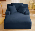 Oversized Chaise Lounge Chair Indoor Bedroom Comfy Corduroy Upholstered Sofa Bed Chair Deep Seat Single Sofa Couch No Assembly Required Sleeper Chair Couch for Living Room (Dark Blue)