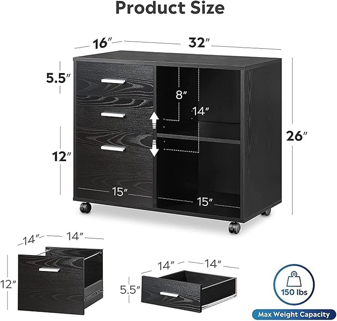 HASMI Filing Cabinet Floor File Cabinet Wooden Office File Cabinet Bedroom Removable Drawer with Lock Large Capacity Multi-Function Storage Cabinet (Color : B)